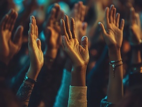 Hands Raised in Worship During Sunday Morning Service ;hands, raised, worship, sunday, service, praise, spirituality, faith, devotion, religion, community, prayer, congregation, celebration, worshippers, reverence, ;Canon EF 35mm, f1. 8, photography, intricated details, high on details, ultra realistic, HD, HDR, 8K, real life --ar 4:3 --v 6.1 Job ID: ba5a7271-4aa1-4b36-bf45-68afce6fd1b0